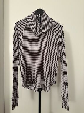 Hollister Black & White Striped Cowl Neck Sweater